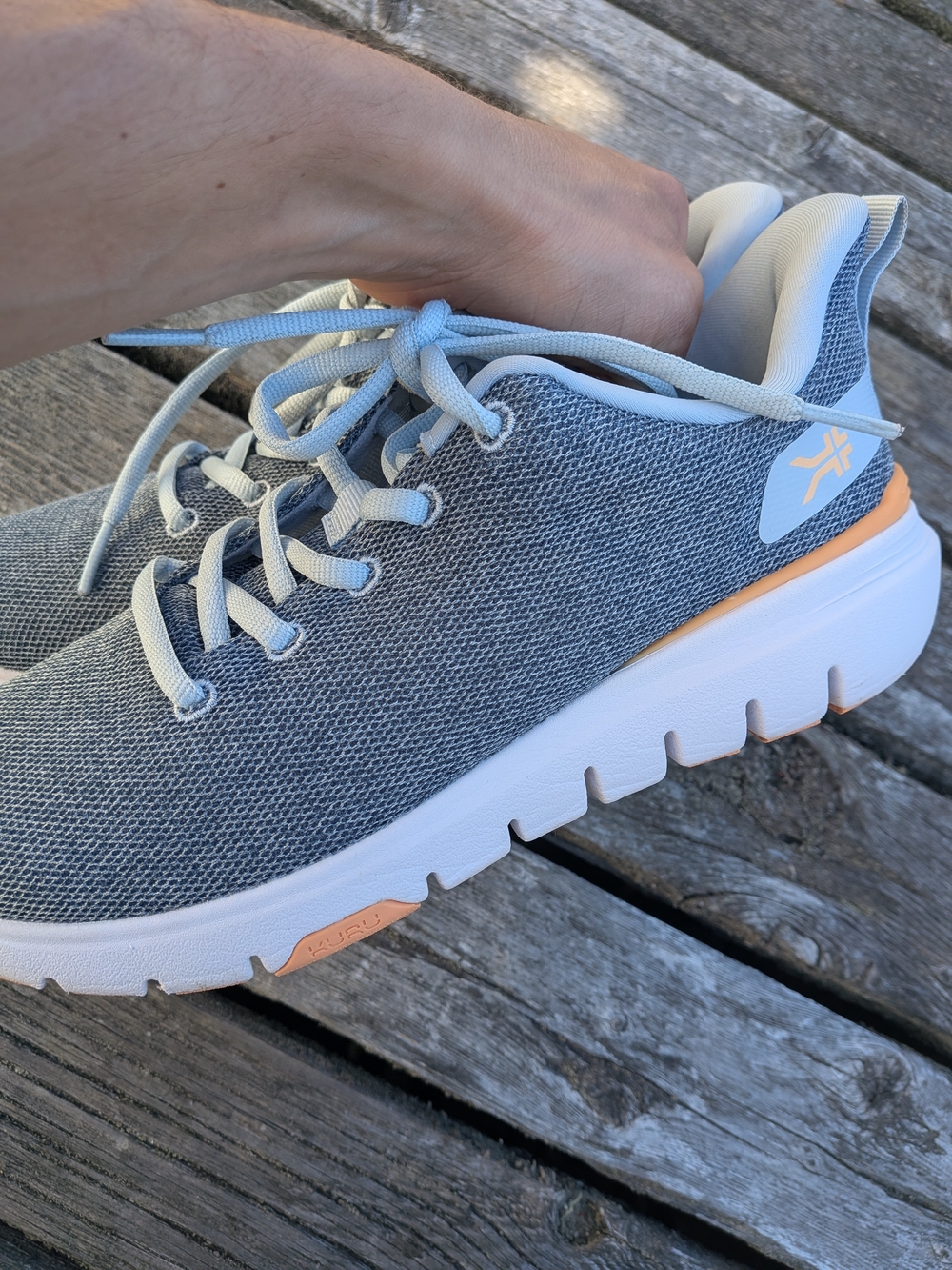 KURU Sneakers in Light Blue with Peach Accents